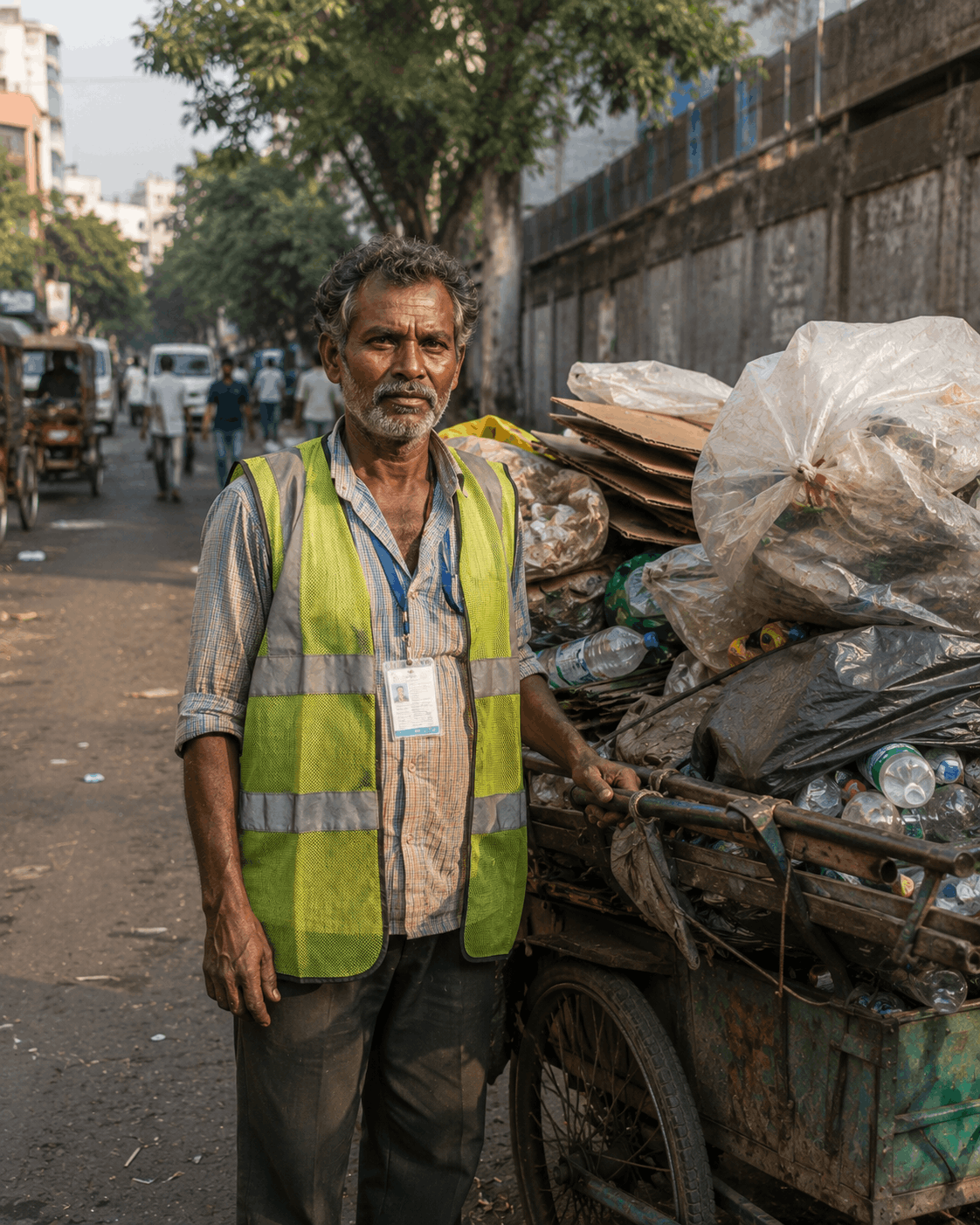 Informal waste worker sorting recyclables